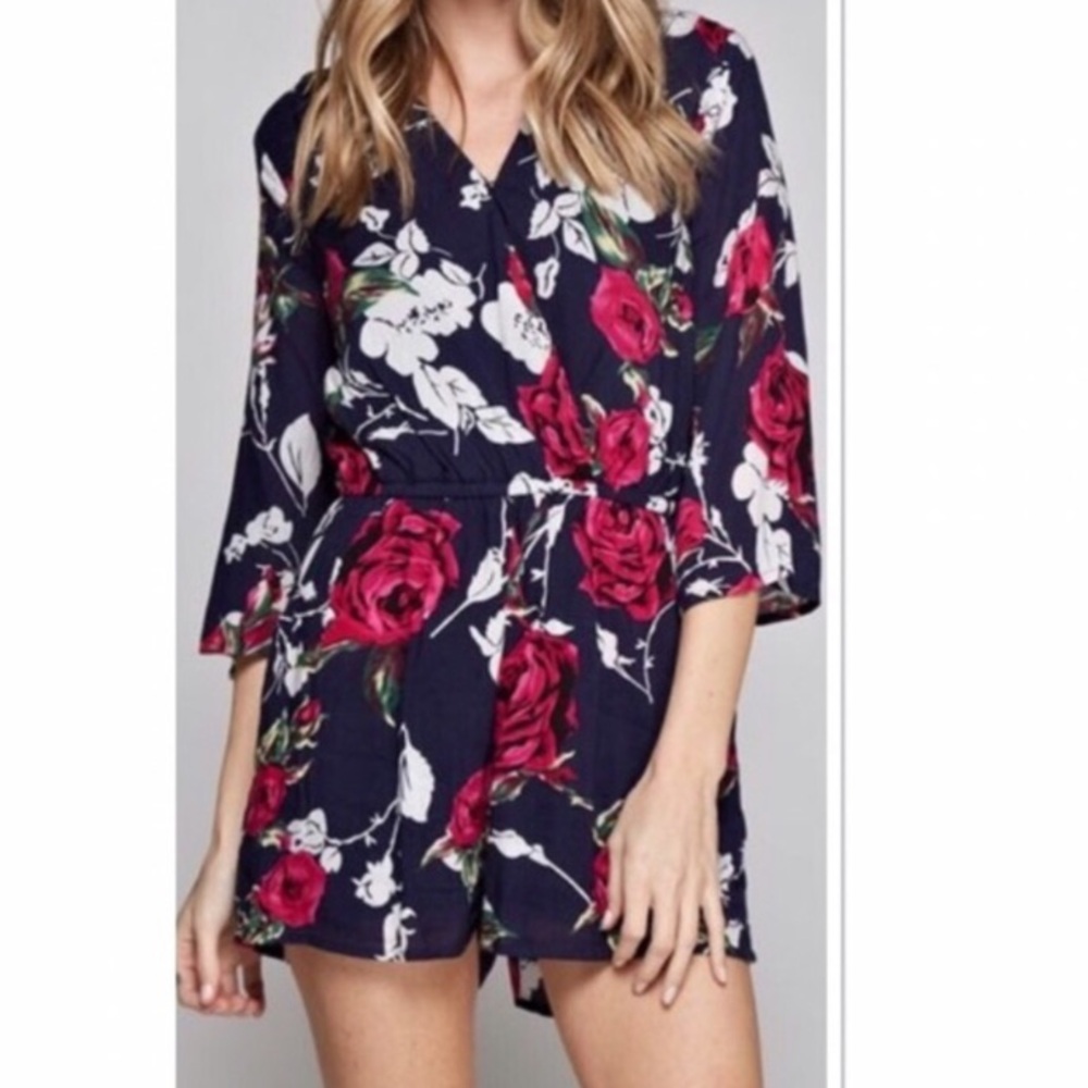 Navy Floral Romper
